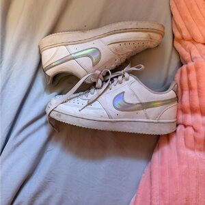 Nike White Sneakers with Iridescent Accents
